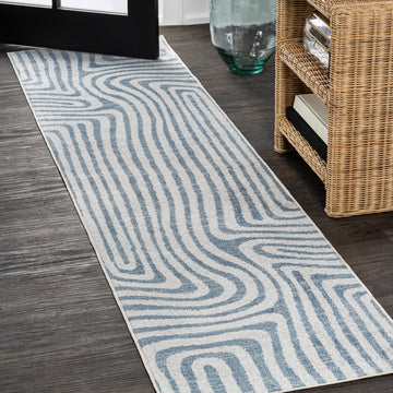 Maze Abstract Two-Tone Low-Pile Machine-Washable Area Rug